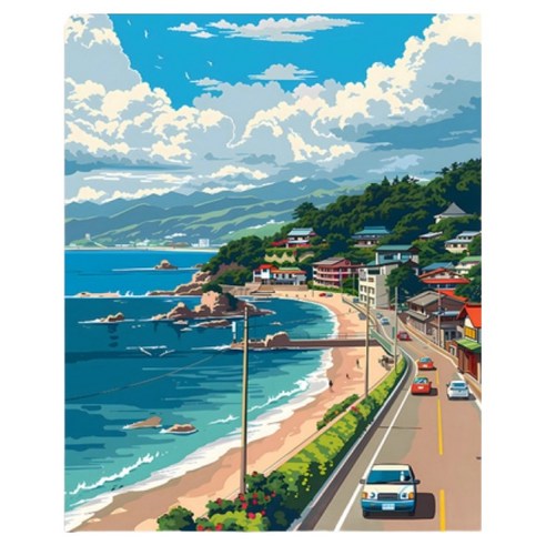 프레임키 지브리 애니배경 DIY 용품 일체 세트 30 x 40 cm, 바다1, 1세트