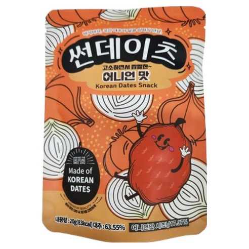 썬데이츠 대추스낵 어니언맛, 20g, 1개