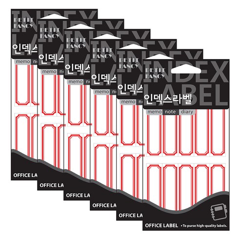 쁘띠팬시 인덱스 견출지 20-222R, 빨간색, 18개입, 6개