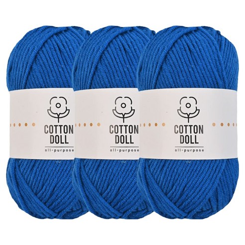 니뜨 코튼돌실 50g x 3p + 코튼 라벨 세트, 3개, 33로얄블루