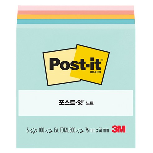 포스트잇 노트 비치사이드 카페, 혼합색상, 5개, 100개입