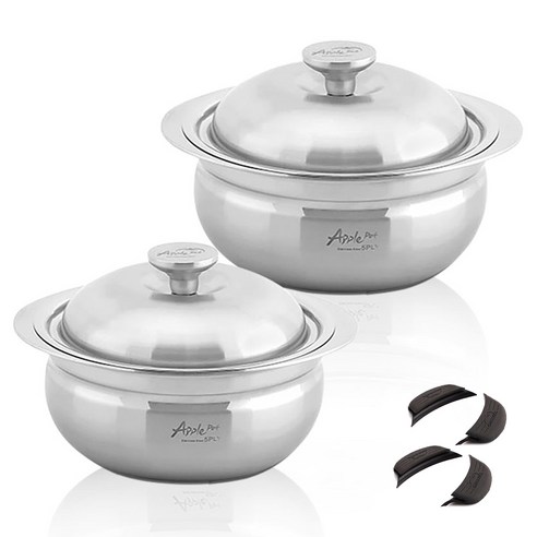크로벨 애플팟 통5중 인덕션 스텐냄비 세트 6개, 양수냄비 18cm + 양수냄비 20cm + 실리콘핸들 4p, 1세트