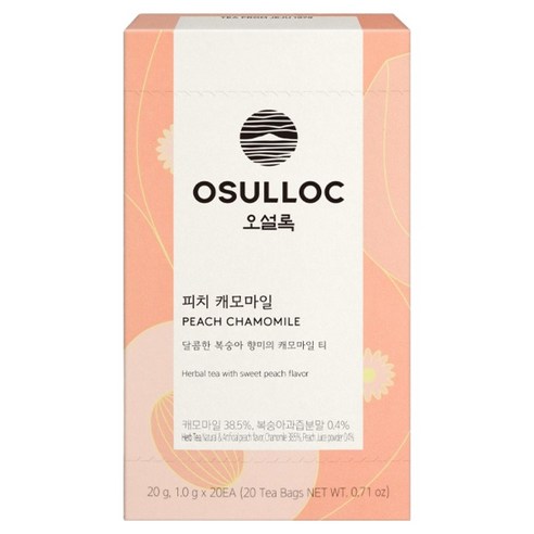 오설록 피치 캐모마일 티백, 1g, 20개입, 1개