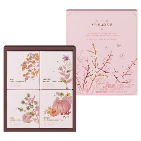 일상다완 쌍계명차 산야차 세트, 1세트, 국화차 x 5p + 홍도라지차 x 5p + 우엉차 x 5p + 호박팥차 5p