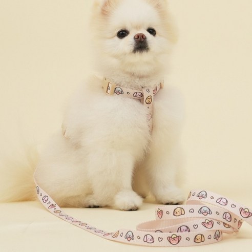 힛찌 강아지 초경량 패턴 부드러운 소형견 H형 하네스, 네츄럴 베이지, 1개