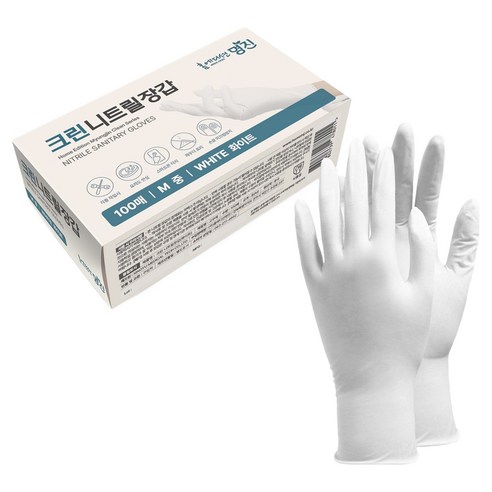 명진 크린 니트릴장갑 100개입, 화이트, 중(M), 1개