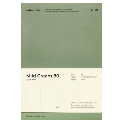 비온뒤 마일드 크림 새틴 노트 A6 M80 무지, 올리브 그린, 1개