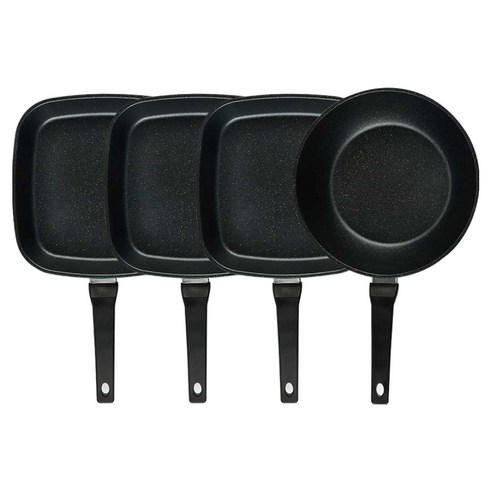 퀸센스 디너 후라이팬 세트 4개, 브라운, 1세트, 사각팬 27cm 3p + 궁중팬 28cm