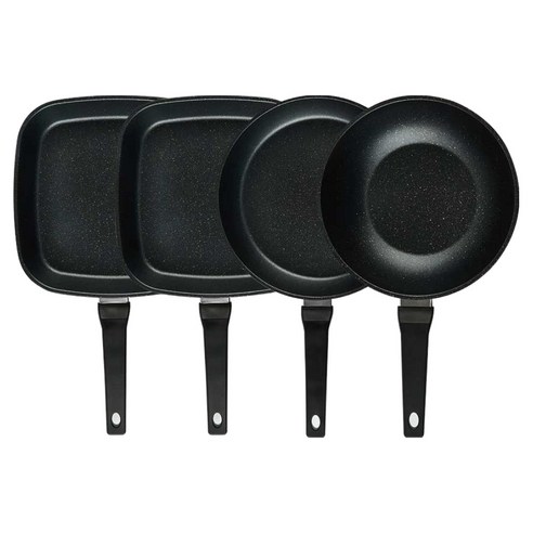 퀸센스 디너 후라이팬 세트 4개, 브라운, 1세트, 사각팬 27cm 2p + 후라이팬 28cm + 궁중팬 24cm