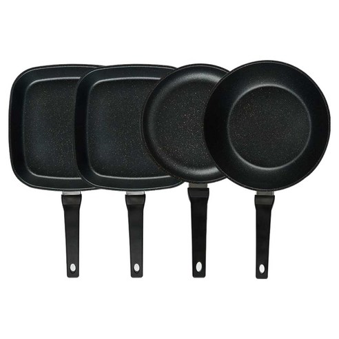 퀸센스 디너 후라이팬 세트 4개, 브라운, 1세트, 사각팬 27cm 2p + 후라이팬 24cm + 궁중팬 28cm