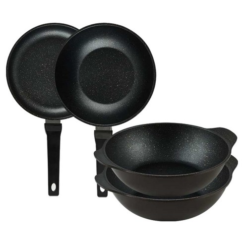 퀸센스 디너 후라이팬 4종 세트 4개, 브라운, 1세트, 후라이팬 24cm + 궁중팬 24cm + 파티웍 28cm(2p)