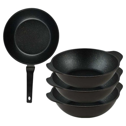 퀸센스 디너 후라이팬 4종 세트 4개, 브라운, 1세트, 궁중팬 28cm + 파티웍 28cm(3p)