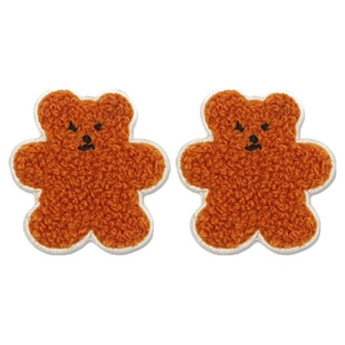 동대문단추왕 열접착식 자수 동물 보슬이젤리곰 와펜 패치, 브라운, 2개
