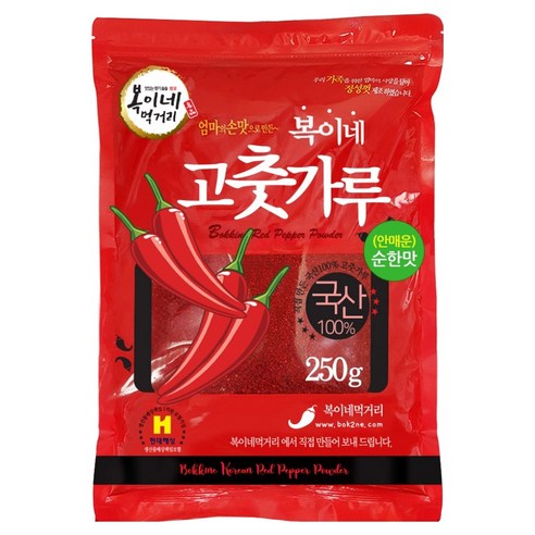 복이네먹거리 안매운 고춧가루 순한맛 반찬용, 250g, 1개