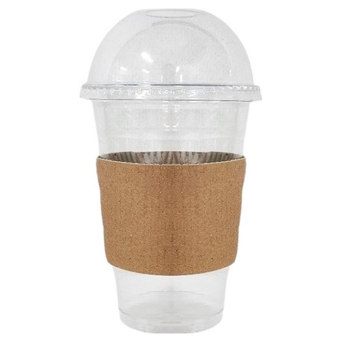 생활을그리다 투명 PET 아이스컵 + 돔뚜껑 + 무지 홀더 세트 470ml, 1세트, 50개입