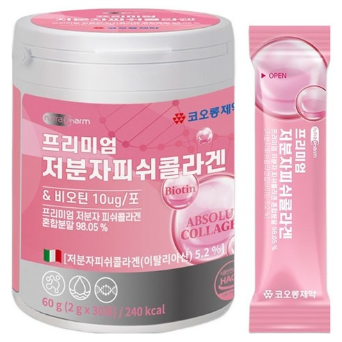 코오롱제약 프리미엄 저분자 피쉬 콜라겐 30p, 60g, 1개