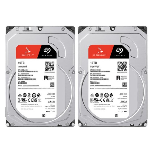 씨게이트 IronWolf NAS HDD 패키지 2p, ST16000VN001, 16TB