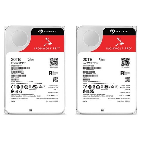 씨게이트 IronWolf PRO NAS용 HDD 2p, ST20000NT001, 20TB