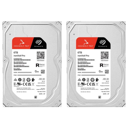 씨게이트 IronWolf PRO NAS용 HDD 2p, ST6000NT001, 6TB