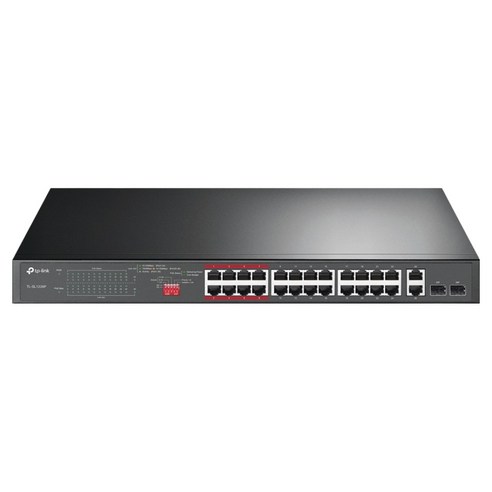 티피링크 24포트 PoE+ 10 / 100 Mbps 2포트 기가비트 비관리형 스위칭허브, 1개, TL-SL1226P