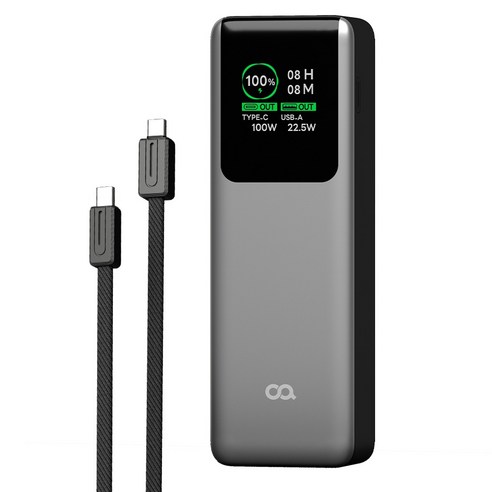 오아 퀵차지탱크 PD 대용량 100W 고속충전 보조배터리 20000mAh, 블랙, OBAT-003BK