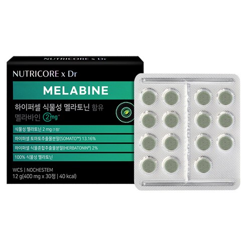 뉴트리코어 하이퍼셀 식물성 멜라토닌 함유 멜라바인 2mg 12g, 1개, 30정