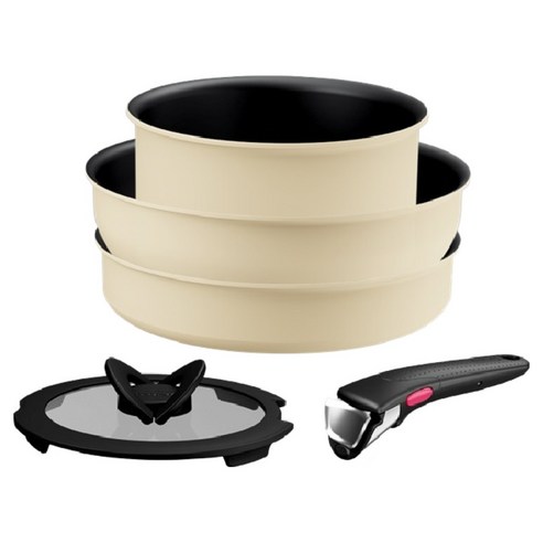 테팔 인덕션 매직핸즈 크렘 드 버터 냄비프라이팬세트, 1세트, 냄비 18cm + 프라이팬 24cm + 볶음팬 26cm + 유리뚜껑 18cm + 손잡이