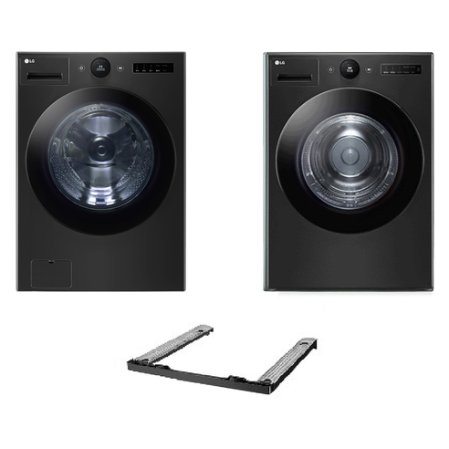 LG전자 트롬 오브제컬렉션 세탁기 + 건조기 + 키트 세트 23kg + 20kg 방문설치, 스페이스 블랙(세탁기), 스페이스 블랙(건조기), KX23KNR-2KN