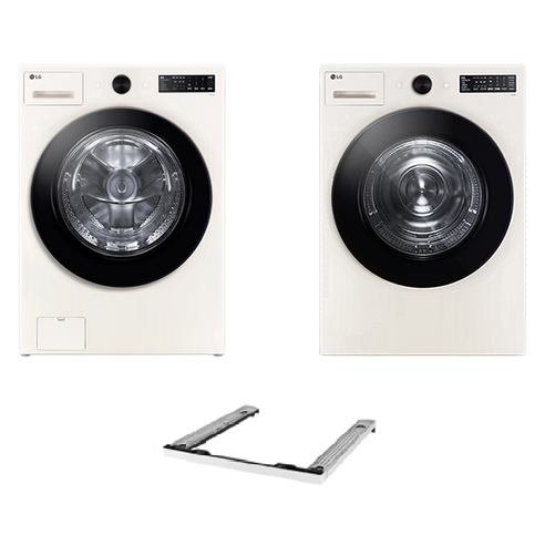 LG전자 트롬 오브제컬렉션 세탁기 + 건조기 + 키트 세트 21kg + 18kg 방문설치, 네이처 베이지(세탁기), 네이처 베이지(건조기), KFG21ENR8EN