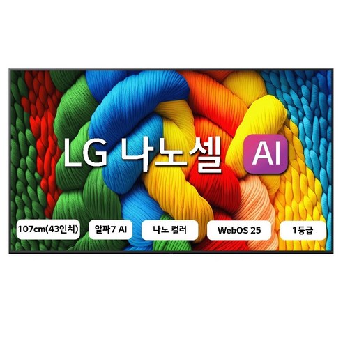 LG전자 4K UHD LED 나노셀 AI TV, 43NANO80ANA, 방문설치, 벽걸이형, 107cm(43인치)