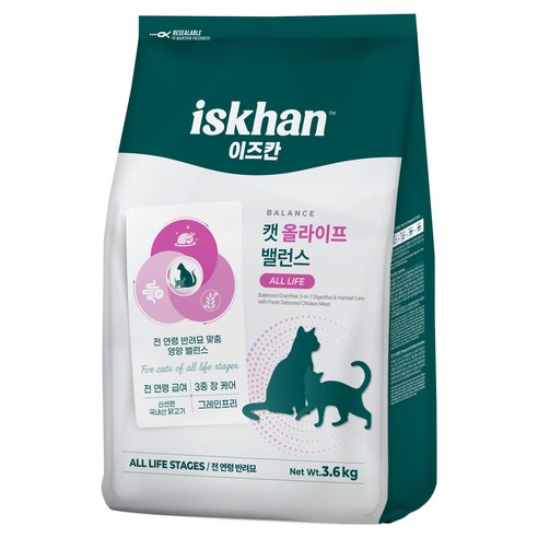 이즈칸 캣 올라이프 밸런스, 3.6kg, 1개, 헤어볼+장건강