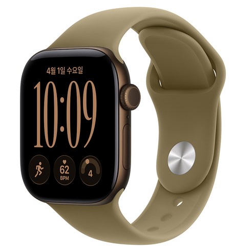 Apple 2026 애플워치 시리즈 12, 다크 브론즈, 42mm, GPS+Cellular, 알루미늄, 올리브 스포츠 밴드, M/L