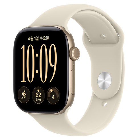 Apple 2026 애플워치 시리즈 12, 라이트 골드, 46mm, GPS+Cellular, 알루미늄, 샌드 스포츠 밴드, M/L