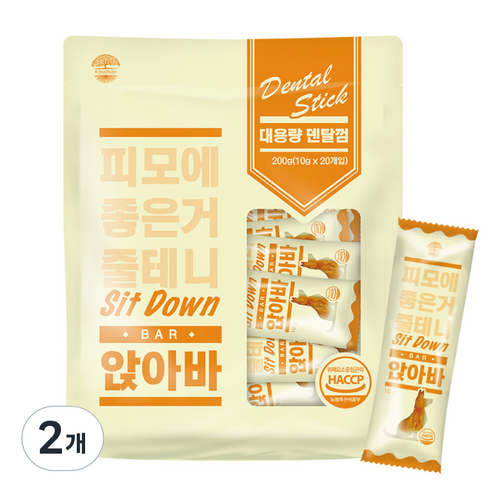 앉아바 덴탈껌 강아지 간식 20p, 피모건강, 200g, 2개