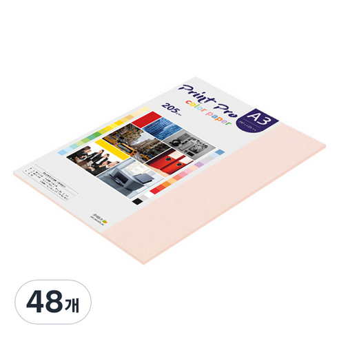 종이문화 프린트프로 두꺼운 칼라복사지 22 라이트핑크 205g, A3, 48개