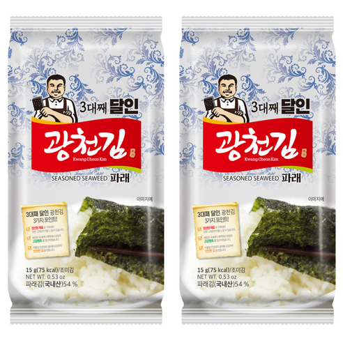 광천김 3대째 달인 파래김, 15g, 2개