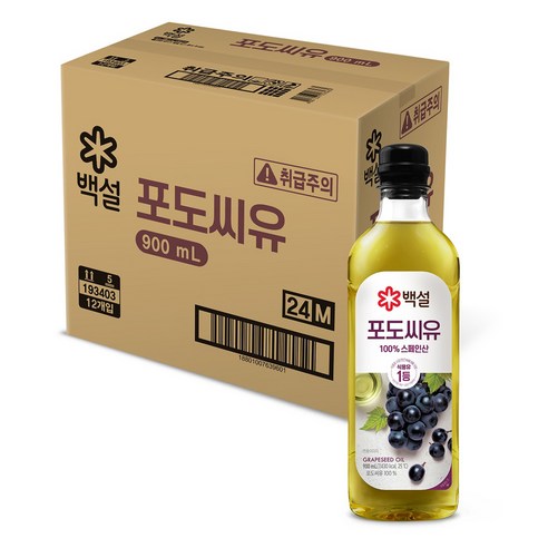 백설 포도씨유, 900ml, 12개