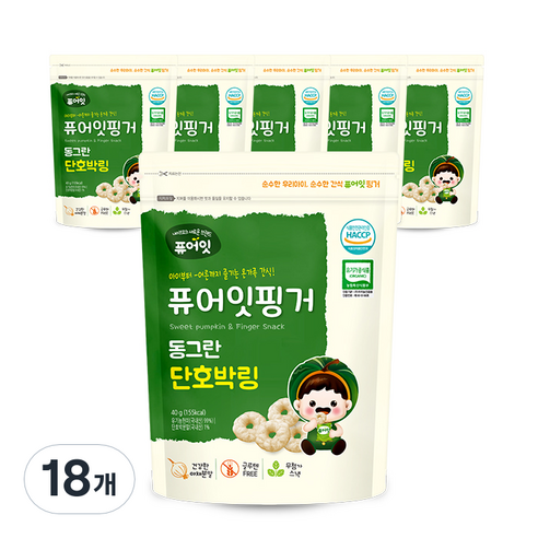 퓨어잇 핑거 동그란 야채링 40g, 단호박, 18개