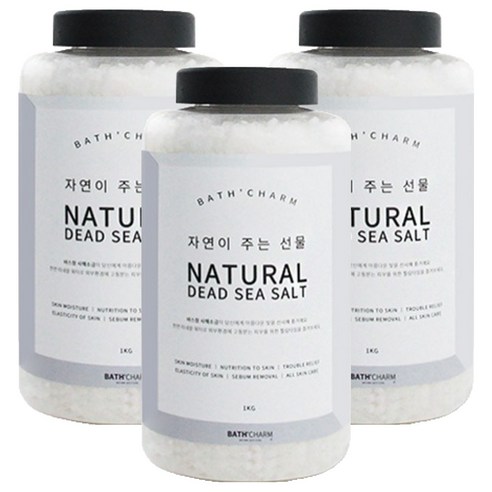 바스참 사해소금 내추럴 가는입자 용기형, 1kg, 3개