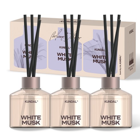 쿤달 퍼퓸 디퓨저 선물세트, 화이트머스크향, 200ml, 3개