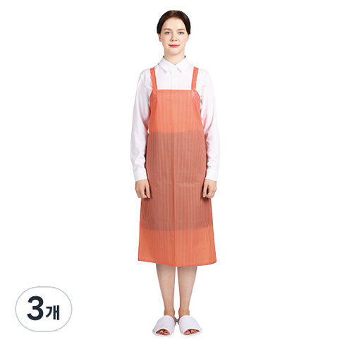 웰프런 우레탄 방수앞치마 스트라이프 중, 반투명 오렌지, 3개