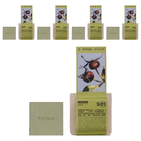 톤28 얼굴 씻을거리 S1 로즈힙오일 쉐어버터 약산성 클렌징 비누, 100g, 5개