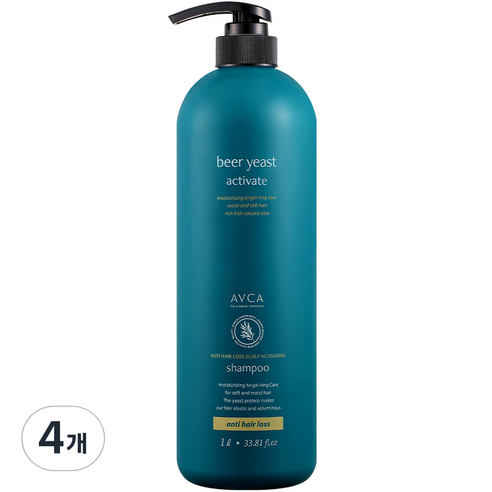 아브카 맥주효모 두피케어 대용량 탈모 기능성샴푸, 4개, 1000ml