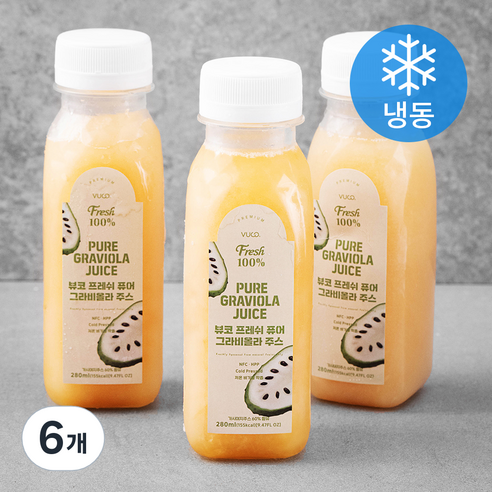 뷰코 프레쉬 퓨어 그라비올라 저온 비가열 착즙 주스 (냉동), 280ml, 6개