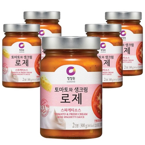청정원 토마토와생크림 로제 스파게티소스, 300g, 5개