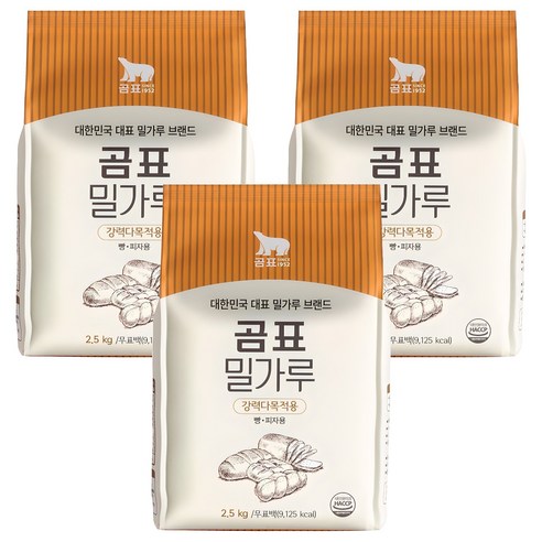 곰표 강력 밀가루, 2.5kg, 3개