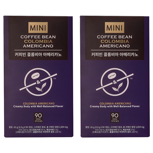 커피빈 콜롬비아 아메리카노 미니 스틱커피, 0.9g, 90개입, 2개