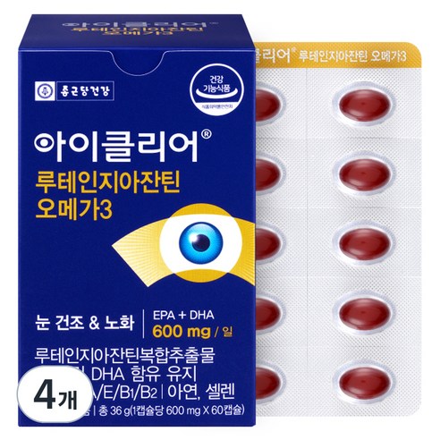 아이클리어 루테인 지아잔틴 오메가3 36g, 60정, 4개