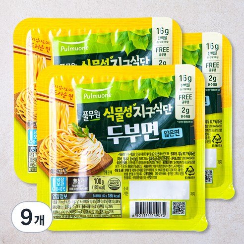 지구식단 풀무원 식물성 지구 식단 두부면 얇은면, 300g, 3개