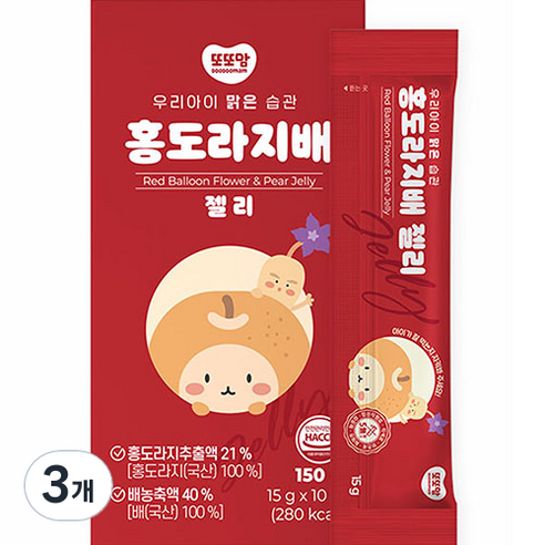또또맘 유아용 홍도라지배 젤리, 150g, 3개, 배 + 홍도라지 혼합맛